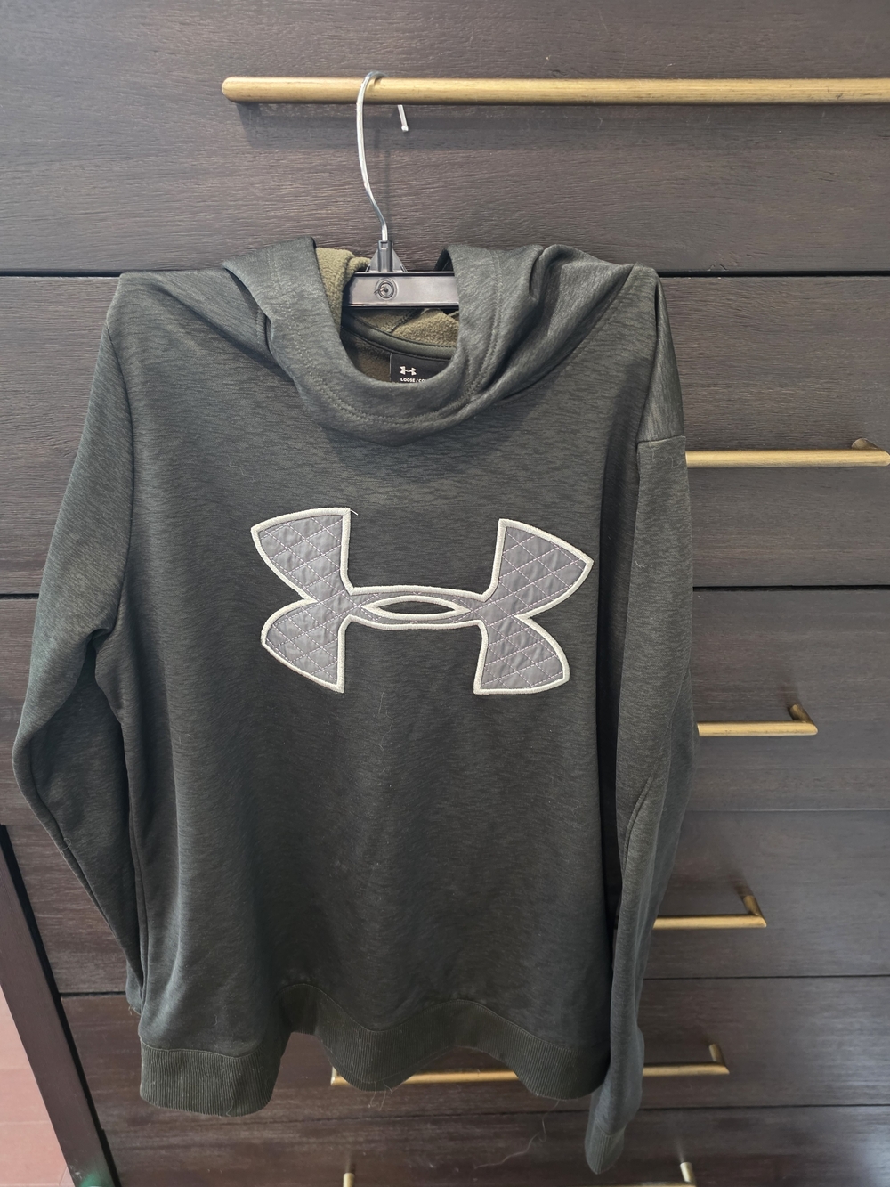Under Armour Men's Dark Olive Pullover Hoodie with Contrast Logo